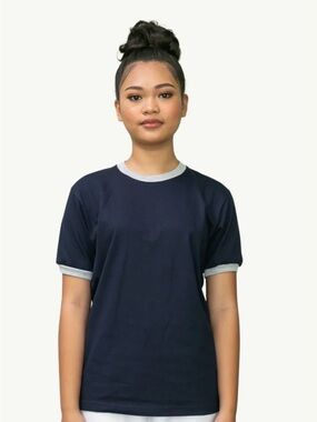 Isaac Mizrahi Blue Short Sleeve Tee Essential Crew Neck
